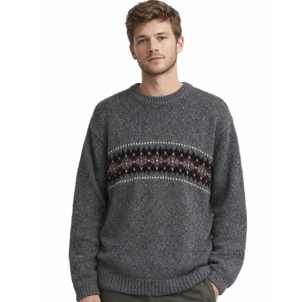 Union Bay Wool Blend Crewneck Sweater Mens Size L 90s Gray Grandpacore Pullover